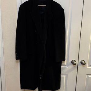 VTG NICOLO Black Lined Double Breasted Collared Coat Sz 46R Wool/Cashmere Long